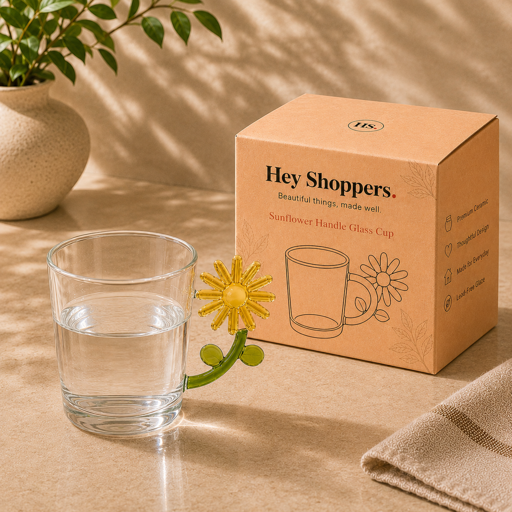 Sunflower Handle Glass Cup