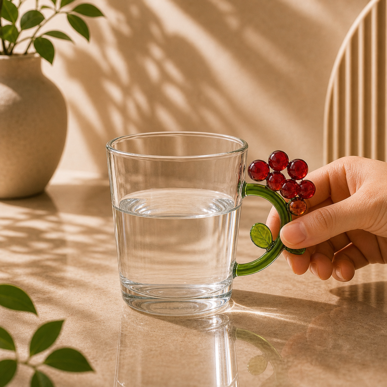 Berry Handle Glass Cup