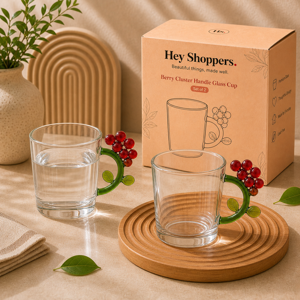 Berry Handle Glass Cup