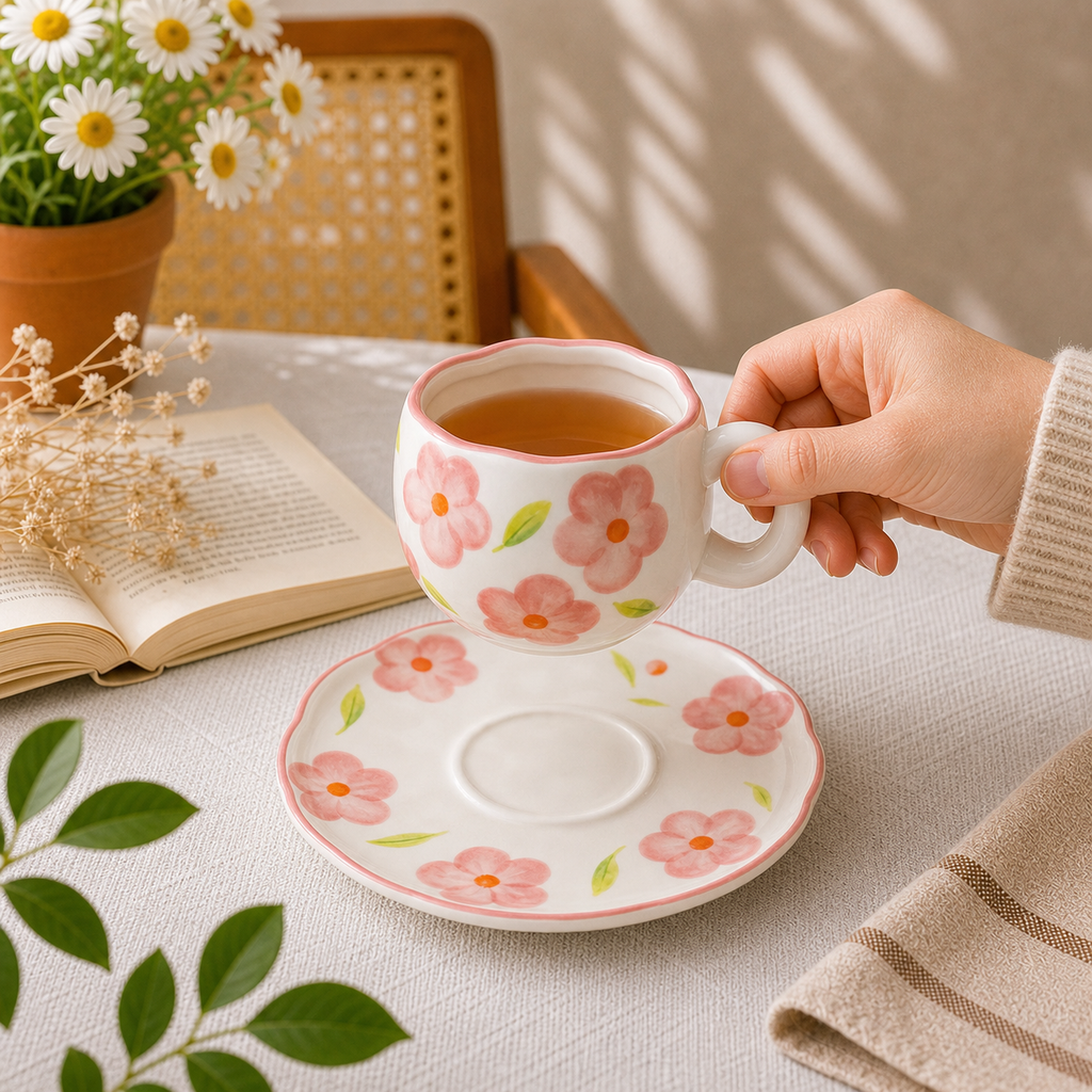 Bloom Ceramic Cup & Saucer