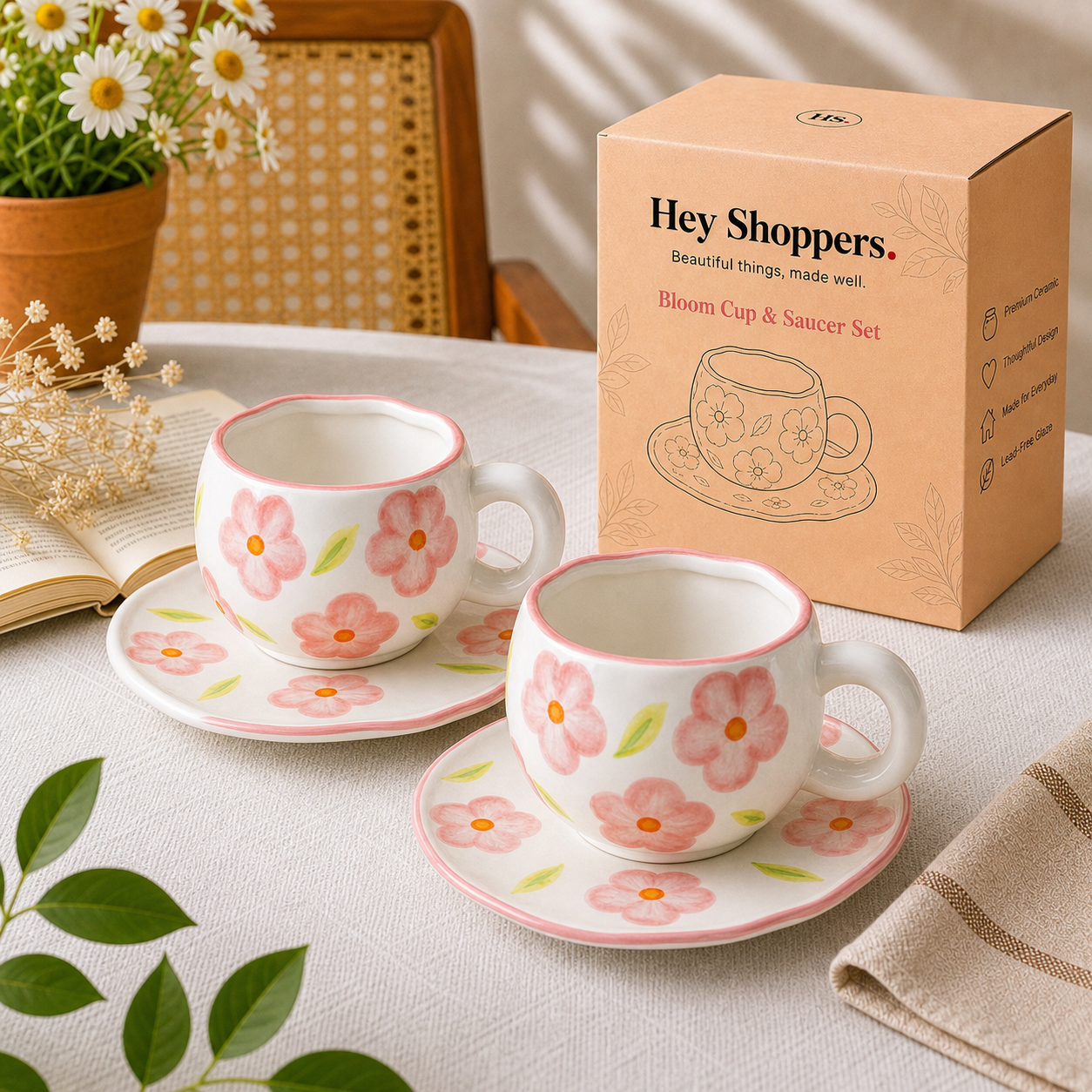 Bloom Ceramic Cup & Saucer