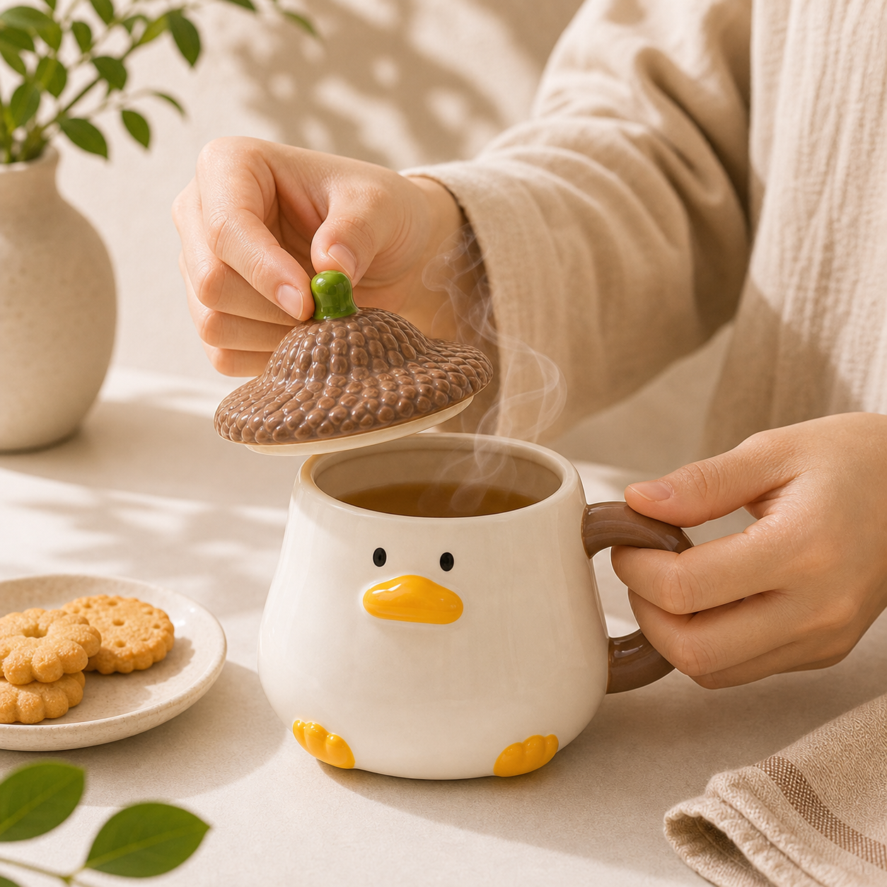 Brown Acorn Duck Mug