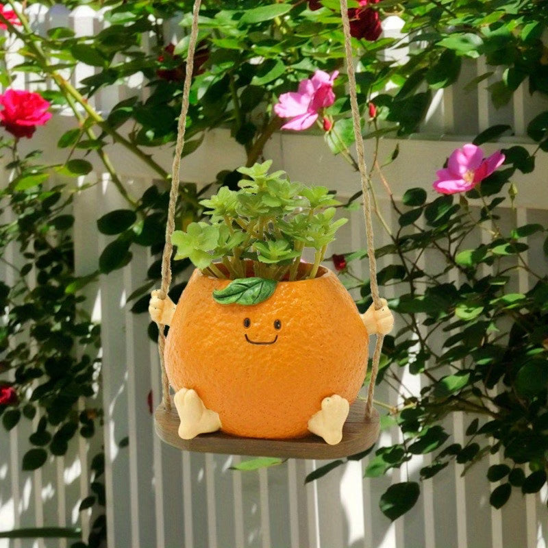 Cute Smiley Face Orange Pot