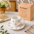 Cherry Ceramic Cup & Saucer