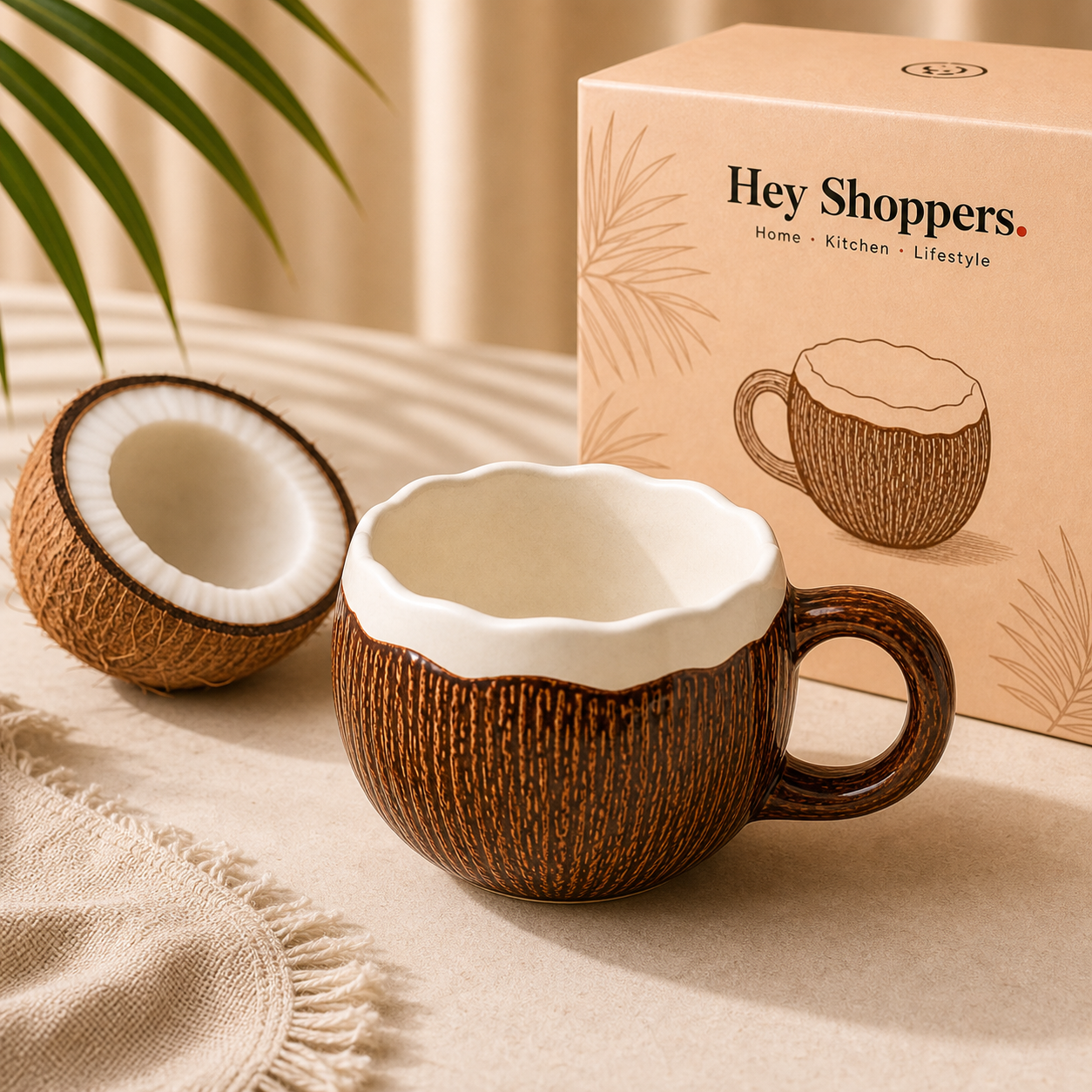 Coconut Shape Ceramic Mug