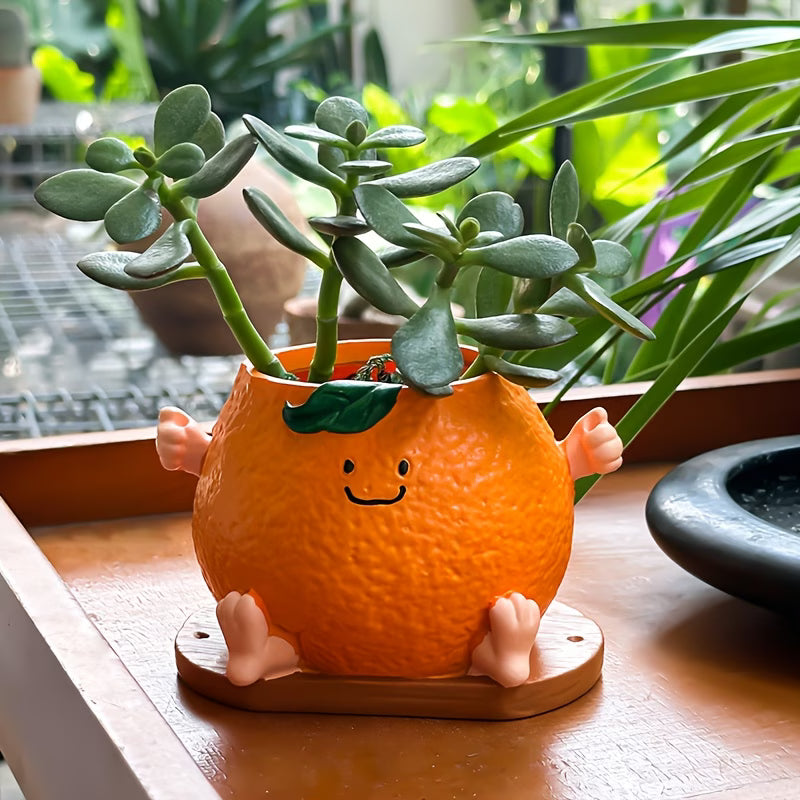 Cute Smiley Face Orange Pot