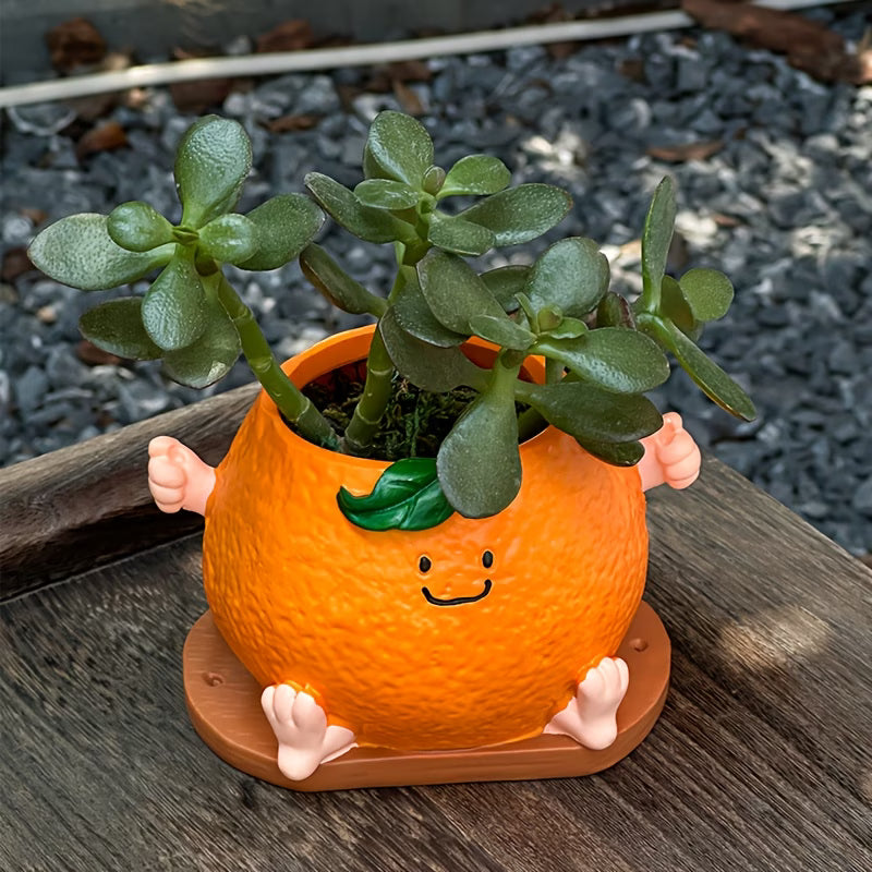 Cute Smiley Face Orange Pot