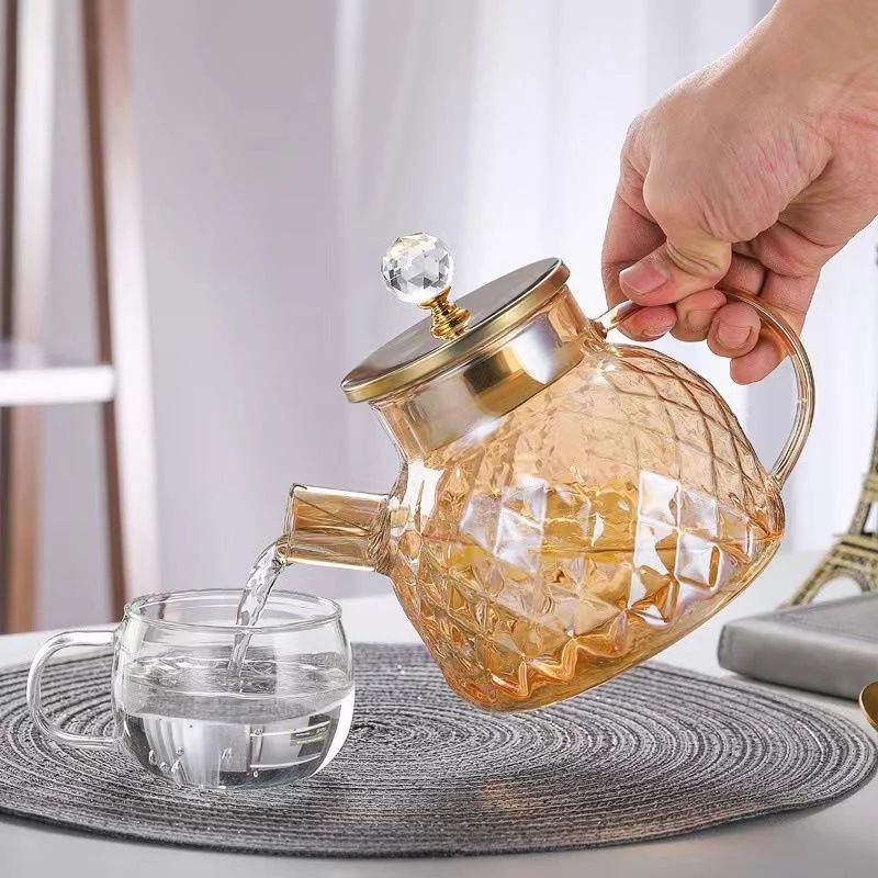Golden Glass Diamond Teapot Kettle