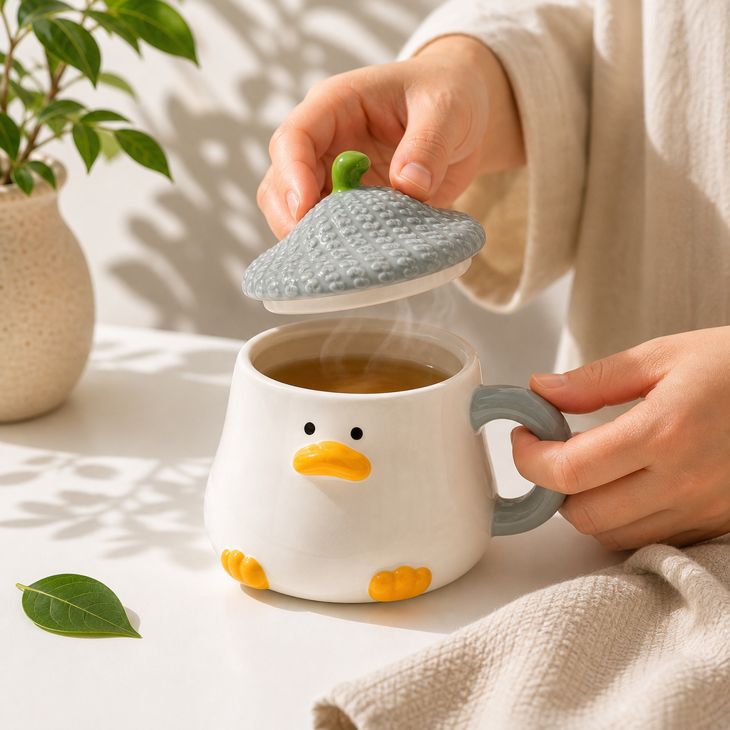 Gray Acorn Duck Mug