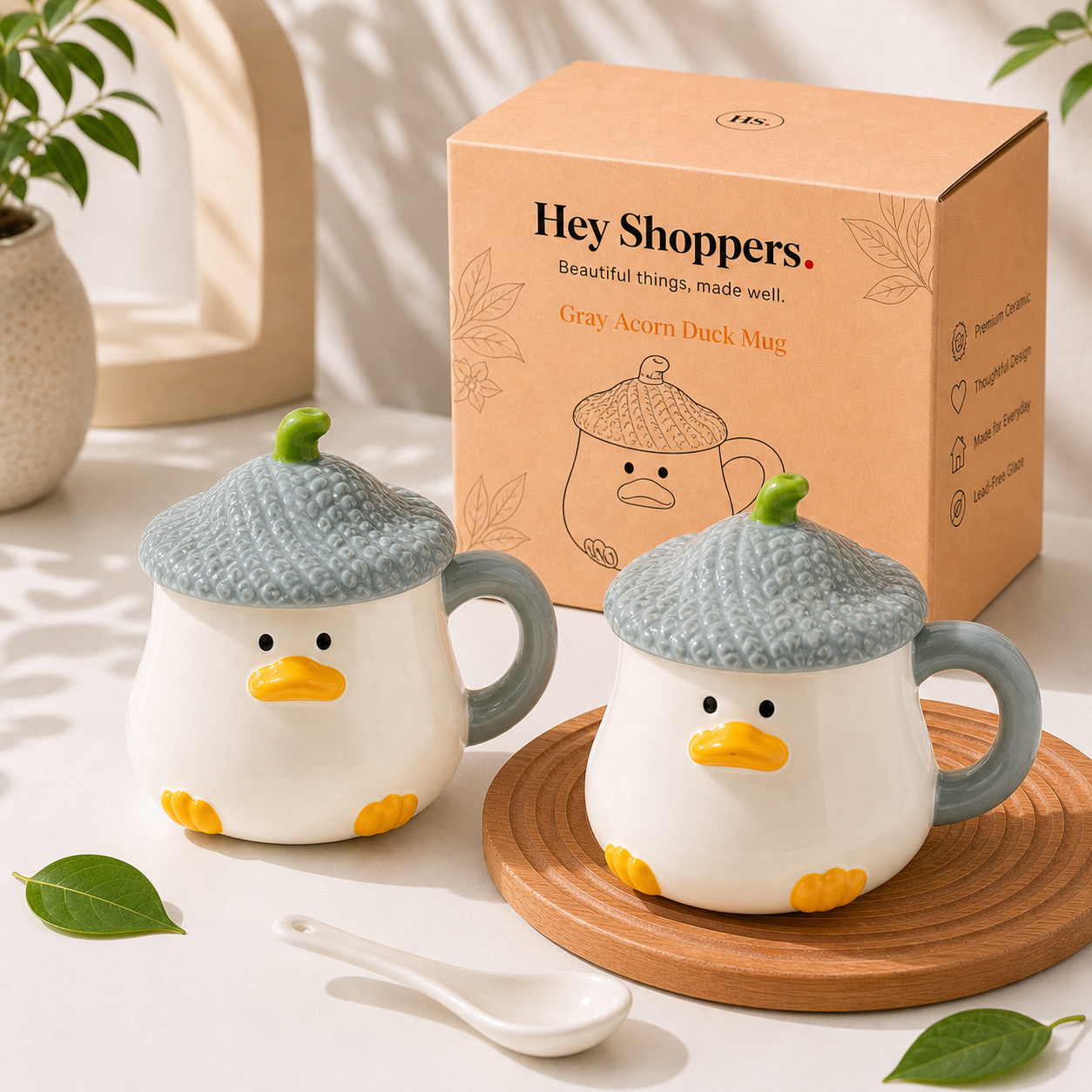 Gray Acorn Duck Mug