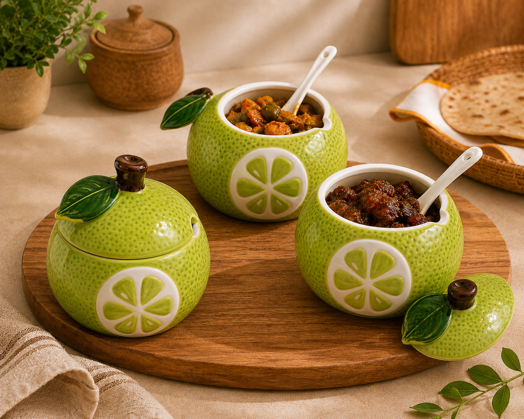 Green Citrus Ceramic Jar