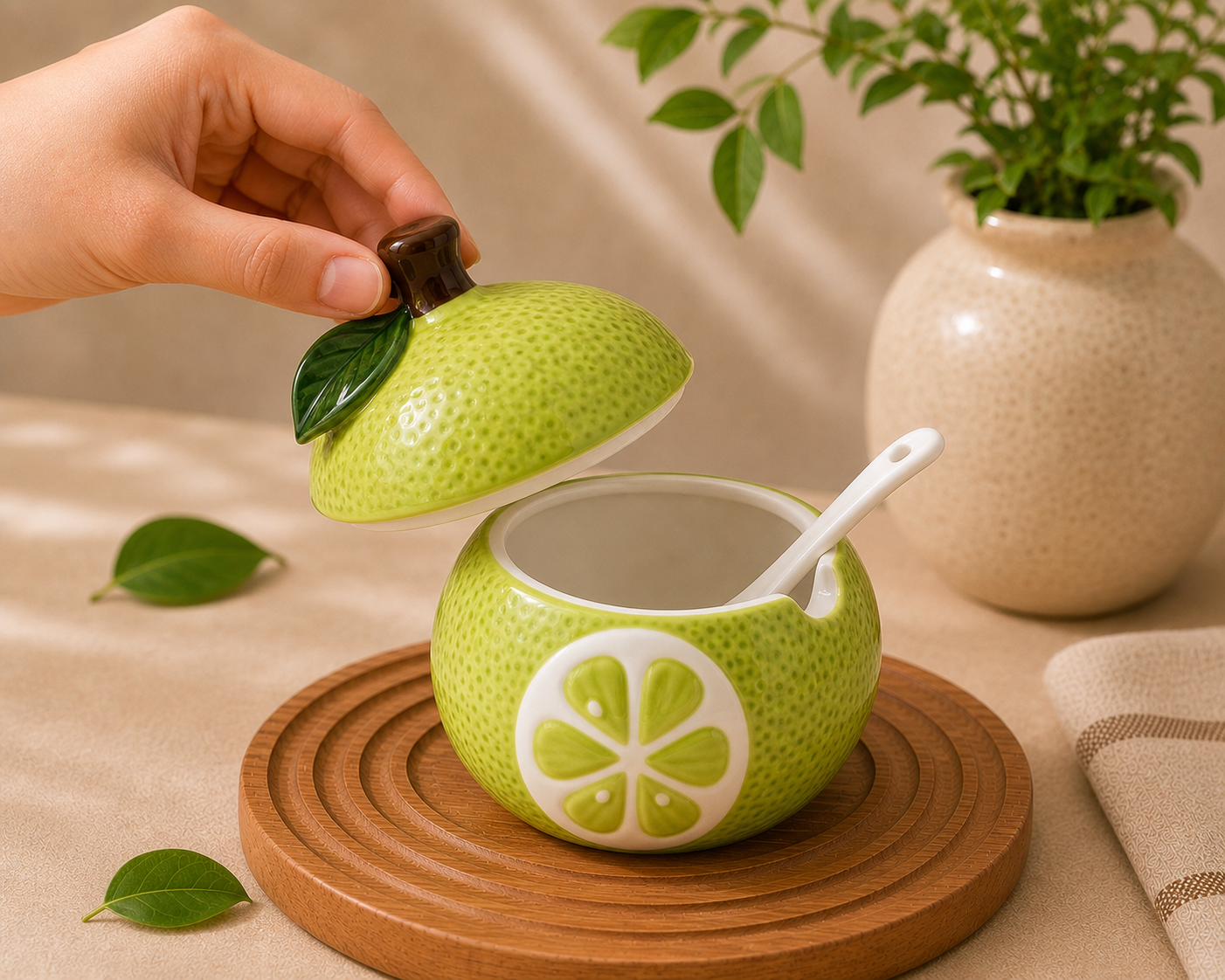 Green Citrus Ceramic Jar