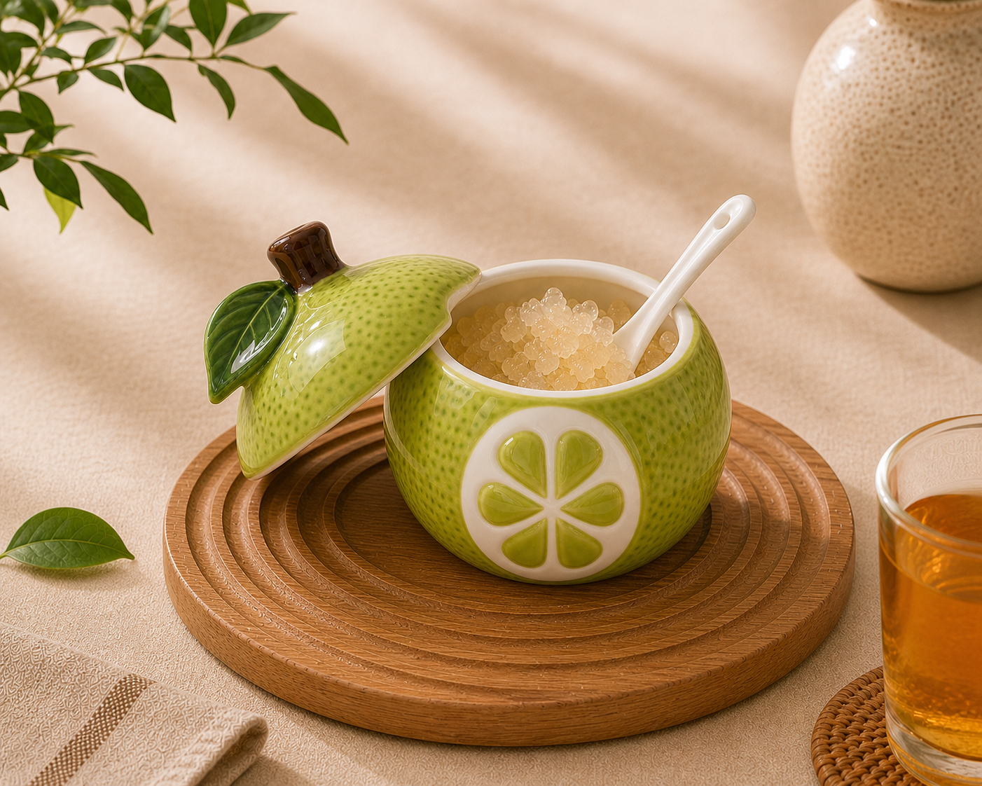 Green Citrus Ceramic Jar