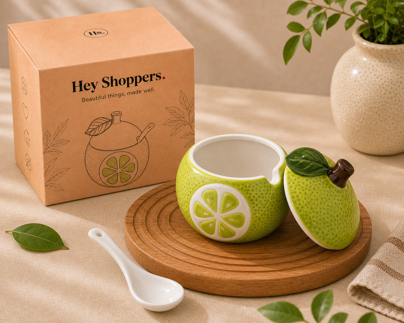 Green Citrus Ceramic Jar