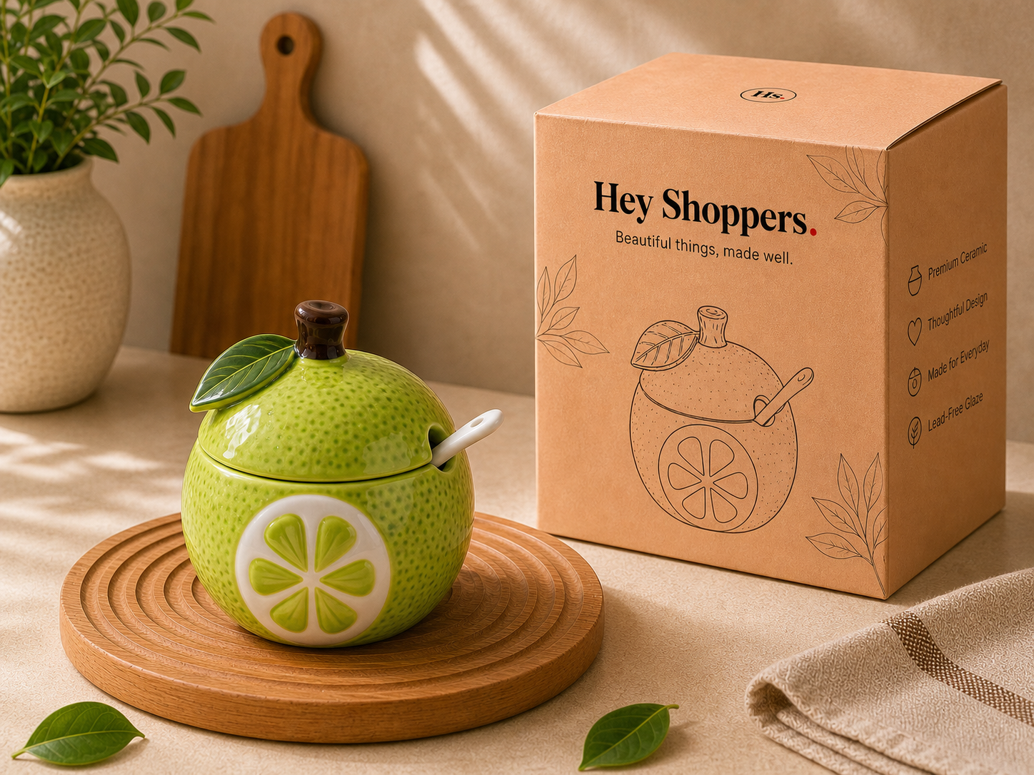 Green Citrus Ceramic Jar