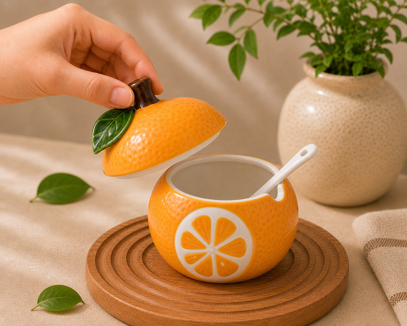 Orange Ceramic Jar
