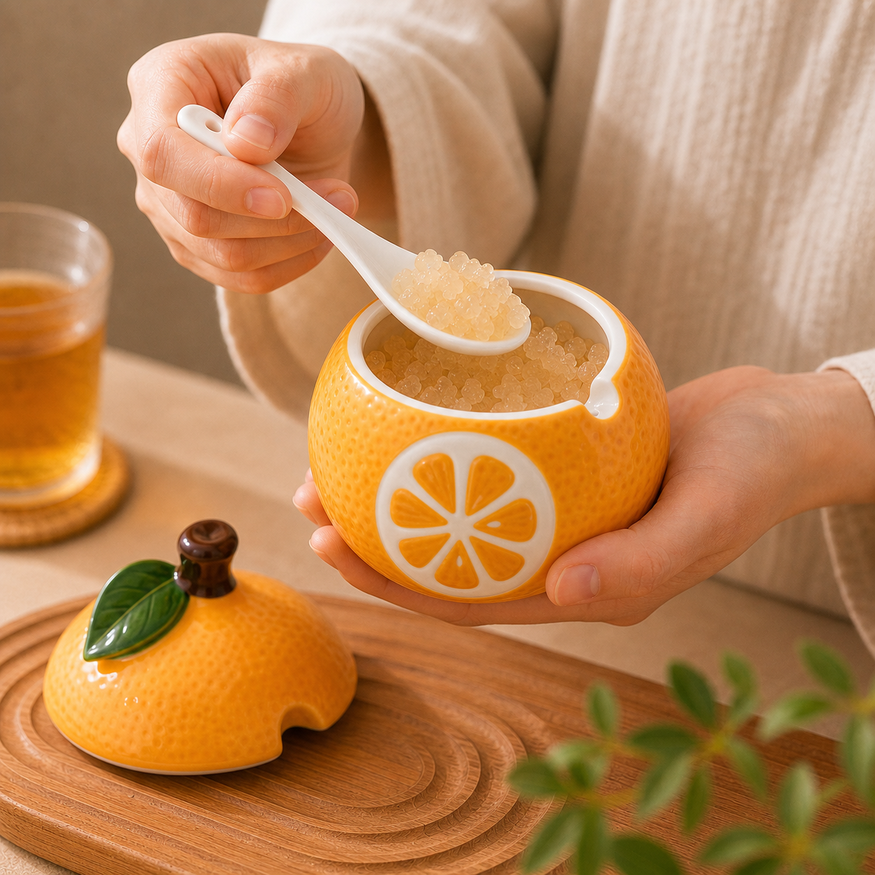 Orange Ceramic Jar