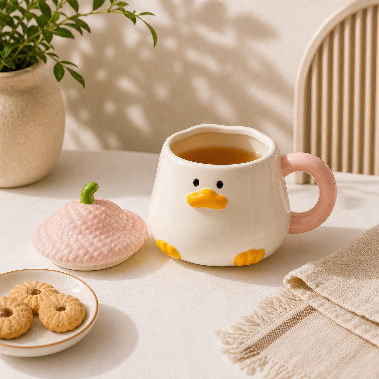 Pink Acorn Duck Mug
