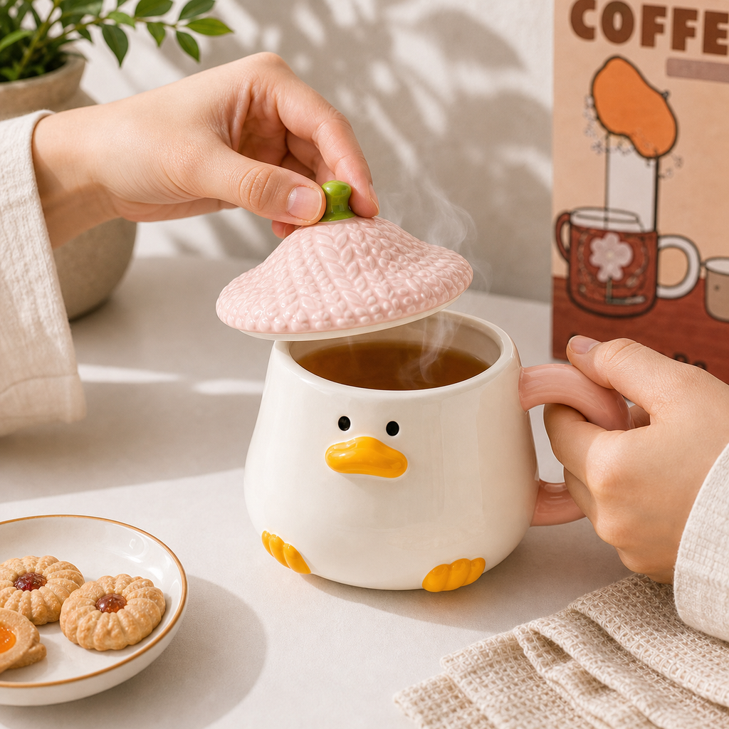 Pink Acorn Duck Mug