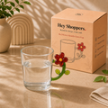 Red Flower Handle Glass Cup