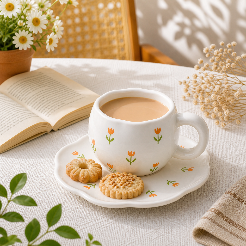 Tulip Ceramic Cup & Saucer