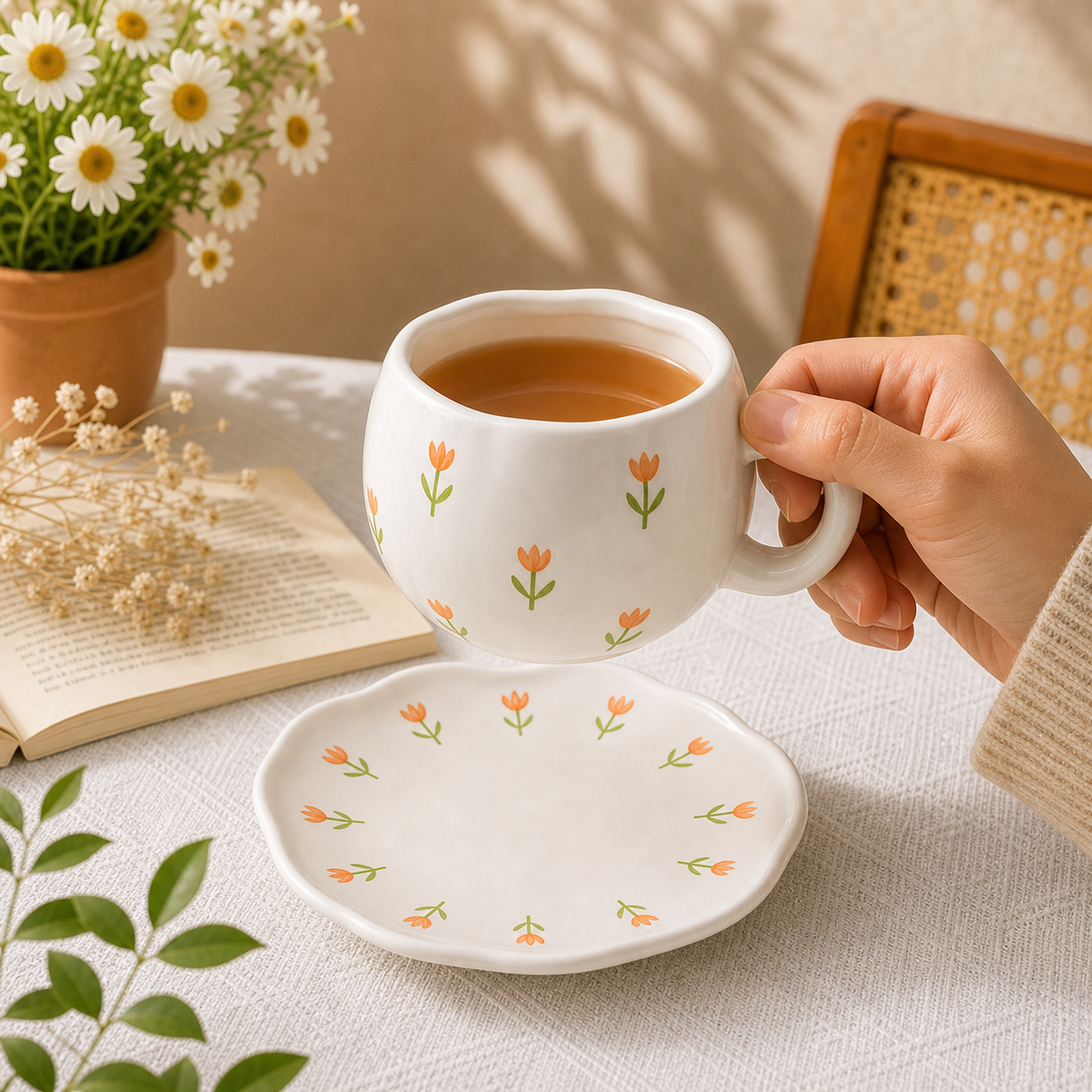 Tulip Ceramic Cup & Saucer