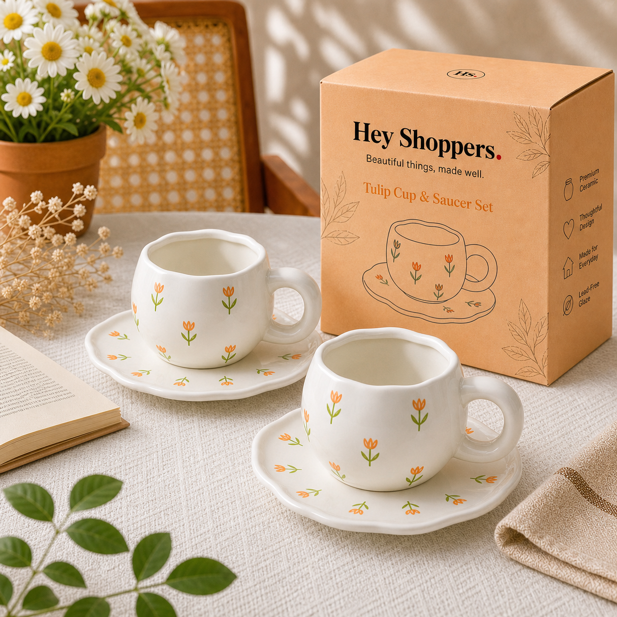 Tulip Ceramic Cup & Saucer