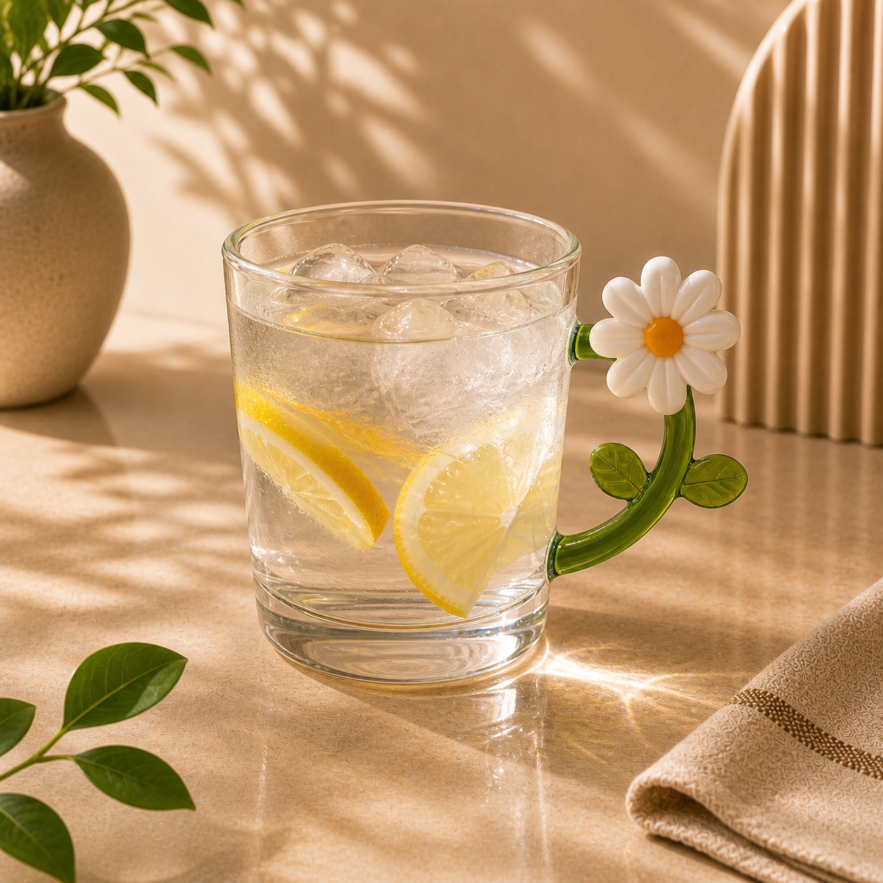 Daisy Handle Glass Cup