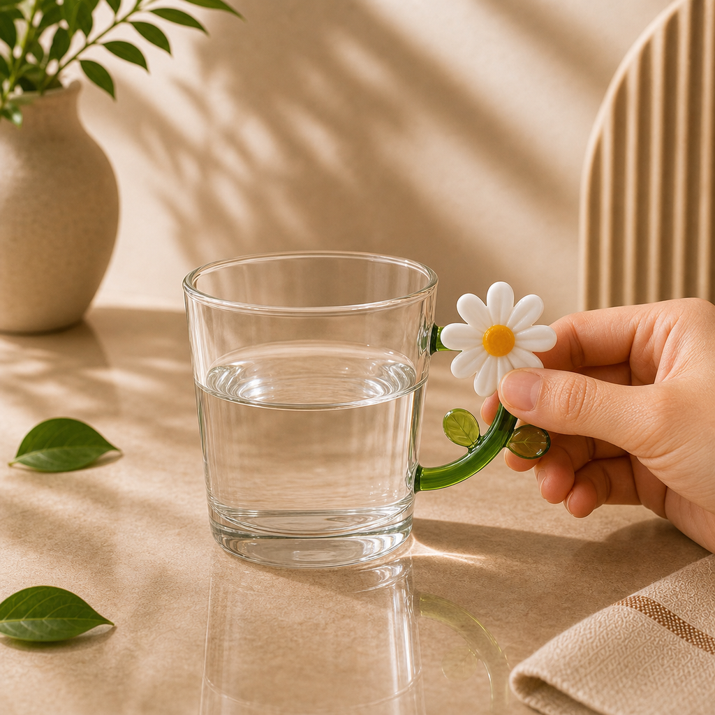 Daisy Handle Glass Cup