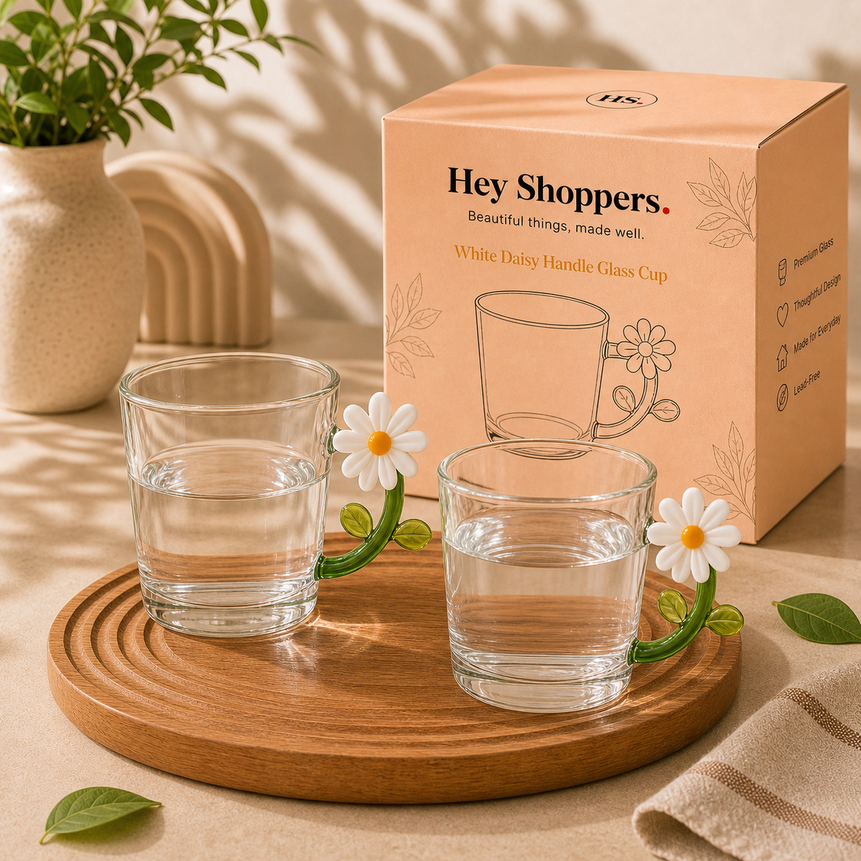 Daisy Handle Glass Cup